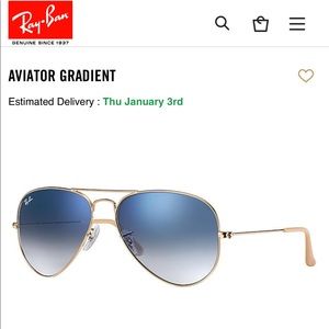 Ray ban aviator sunglasses (includes case)